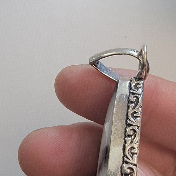 Necklace Pendants Dendritic Opal Teardrop Handmade Jewelry in Sterling Silver - Picture 5 of 10